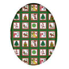 Christmas-paper-christmas-pattern Oval Glass Fridge Magnet (4 Pack) by Bedest