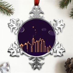 Skyscraper Town Urban Towers Metal Small Snowflake Ornament by pakminggu