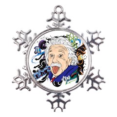 Albert Einstein Physicist Metal Large Snowflake Ornament by Cowasu