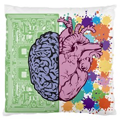 Brain-heart-balance-emotion Large Premium Plush Fleece Cushion Case (two Sides) by Cowasu