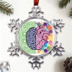 Brain-heart-balance-emotion Metal Large Snowflake Ornament by Cowasu