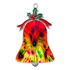 Color-background-structure-lines Metal Holly Leaf Bell Ornament by Cowasu