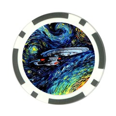 Spaceship Galaxy Parody Art Starry Night Poker Chip Card Guard by Sarkoni