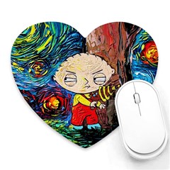 Cartoon Starry Night Vincent Van Gogh Heart Mousepad by Sarkoni