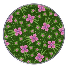 Pink Flower Background Pattern Wireless Fast Charger(white) by Ravend