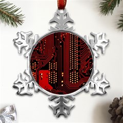 Technology Computer Circuit Metal Small Snowflake Ornament by Sarkoni