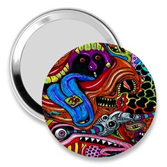 Psychedelic Trippy Hippie  Weird Art 3  Handbag Mirrors by Sarkoni