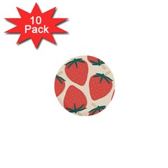 Seamless Strawberry Pattern Vector 1  Mini Buttons (10 Pack)  by Grandong