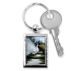 Canvas Oil Painting Two Peacock Key Chain (rectangle) by Grandong