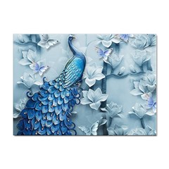 Chinese Style 3d Embossed Blue Peacock Oil Painting Sticker A4 (10 Pack) by Grandong