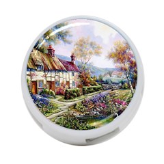 Colorful Cottage River Colorful House Landscape Garden Beautiful Painting 4-port Usb Hub (one Side) by Grandong