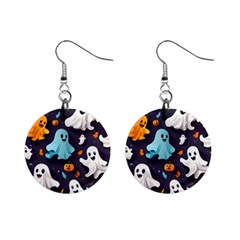 Ghost Pumpkin Scary Mini Button Earrings by Ndabl3x