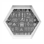 Hieroglyphs Space Hexagon Wood Jewelry Box Front