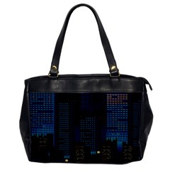 Pixel Art Night City Japan Oversize Office Handbag by Sarkoni