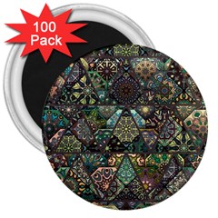 Digital Art Triangle Pattern Texture Mosaic 3  Magnets (100 Pack) by Grandong