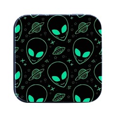 Alien Green Black Pattern Square Metal Box (black) by Ndabl3x