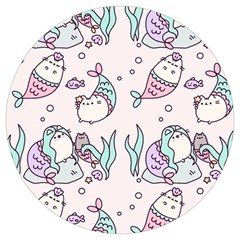 Cartoon Cat Cute Animal Kawaii Pastel Pattern Round Trivet by Ndabl3x