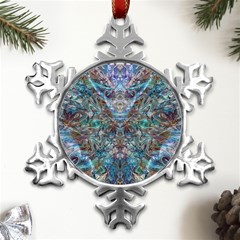 Scary Face Pour Metal Small Snowflake Ornament by kaleidomarblingart