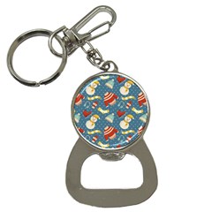 Winter Blue Christmas Snowman Pattern Bottle Opener Key Chain by Grandong