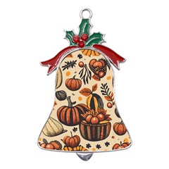 Thanksgiving Pattern Metal Holly Leaf Bell Ornament by Valentinaart