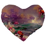 Abstract Flowers  Large 19  Premium Flano Heart Shape Cushions Front