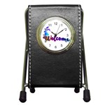 Arts Pen Holder Desk Clock Front