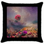 Floral Blossoms  Throw Pillow Case (Black) Front