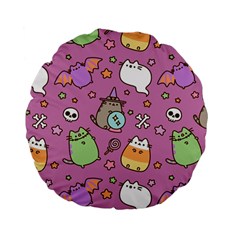 Pusheen Cat Standard 15  Premium Flano Round Cushions by Pakjumat