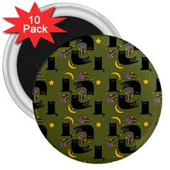 Cat Cartoon Cats Animal Pattern 3  Magnets (10 Pack)  by Pakjumat