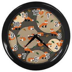 Fox Pattern Wall Clock (black) by Pakjumat