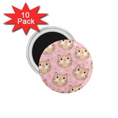 Cat Pattern Pink Cartoon 1 75  Magnets (10 Pack)  by Pakjumat