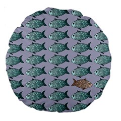 Fishes Pattern Background Theme Large 18  Premium Round Cushions by Pakjumat