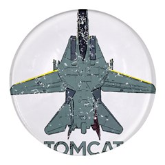 F14 Tomcat Fighter Jet T- Shirt F14 Tomcat Comic Drawing Quote T- Shirt (2) Round Glass Fridge Magnet (4 Pack) by ZUXUMI