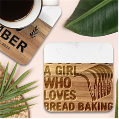 Bread Baking T- Shirt Funny Bread Baking Baker Crust A Girl Who Loves Bread Baking T- Shirt Marble Wood Coaster (square) by JamesGoode