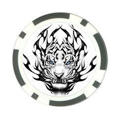 White And Black Tiger Poker Chip Card Guard by Sarkoni