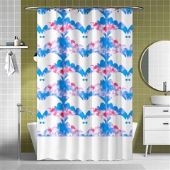 Bats Pattern T- Shirt White Bats And Bows Blue Pink T- Shirt Shower Curtain 48  X 72  (small)  by EnriqueJohnson