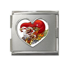 Funny Santa Claus Christmas Mega Link Heart Italian Charm (18mm) by Sarkoni