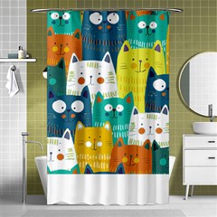 Cat T- Shirt Cute Cats Colorful Seamless Pattern T- Shirt Shower Curtain 48  X 72  (small)  by EnriqueJohnson