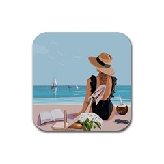 Rest By The Sea Rubber Coaster (square) by SychEva