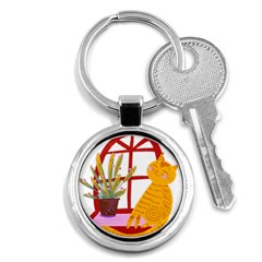 Cat Pet Ginger Art Animal Cartoon Key Chain (round) by uniart180623