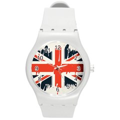 Union Jack England Uk United Kingdom London Round Plastic Sport Watch (m) by uniart180623