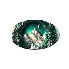 Christmas Wreath Winter Mountains Snow Stars Moon Sticker Oval (100 Pack) by uniart180623