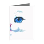 Cute White Cat Blue Eyes Face Mini Greeting Card Left