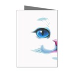 Cute White Cat Blue Eyes Face Mini Greeting Card Right