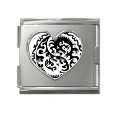 Ying Yang Tattoo Mega Link Heart Italian Charm (18mm) by Ket1n9