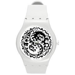 Ying Yang Tattoo Round Plastic Sport Watch (m) by Ket1n9