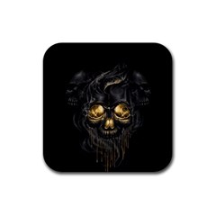 Art Fiction Black Skeletons Skull Smoke Rubber Coaster (square) by Ket1n9