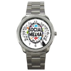 Social Media Computer Internet Typography Text Poster Sport Metal Watch by Ket1n9