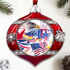 Independence Day United States Of America Metal Snowflake And Bell Red Ornament by Ket1n9