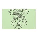 Illustration Of Butterflies And Flowers Ornament On Green Background Banner and Sign 5  x 3  Front